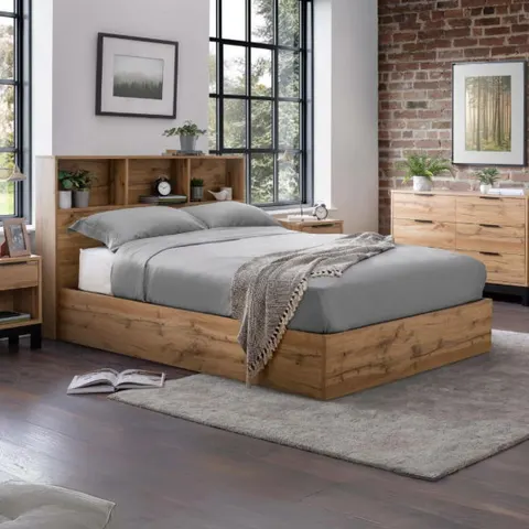 Bali Ottoman Storage 150cm Double Bed - Light Oak – image 1