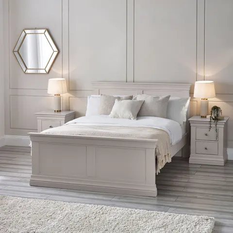 Julian Bowen Clermont Kingsize Solid Pine Bedframe- Light Grey – Light grey King size – image 1