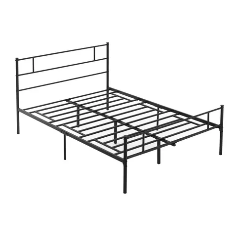 HOMCOM Double Metal Bed Frame Solid Bedstead Base with Headboard and Footboard, Metal Slat Support and Underbed Storage Space, Bedroom Furniture – image 1