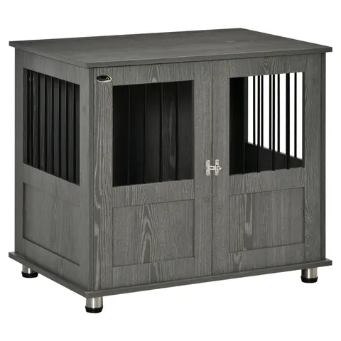 PawHut Dog Crate Kennel Cage for Small Medium Dog, Indoor End Table, Grey – image 1