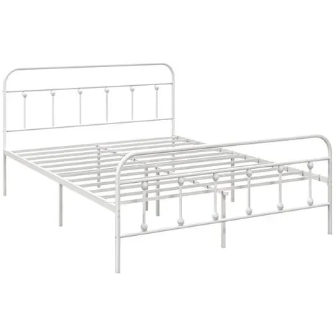 HOMCOM 5ft Metal King Platform Bed Frame w/ Underbed Storage Headboard White – image 1