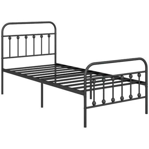 HOMCOM 3ft Metal Single Platform Bed Frame w/ Underbed Storage Headboard Black – image 1