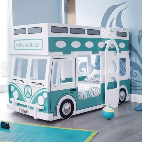 Julian Bowen Campervan Single Bunk Bed - Green & White – image 1