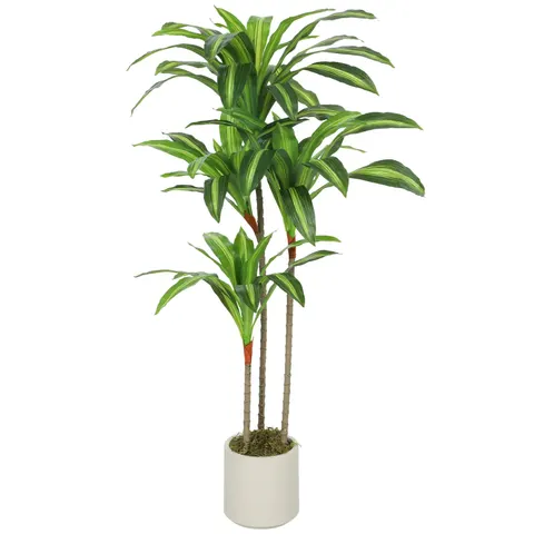 HOMCOM 120cm Artificial Dracaena Tree with Bendable Trunks - Green – image 1