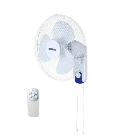 16" White Remote Controlled Three-Speed Wall Fan 45W – image 1