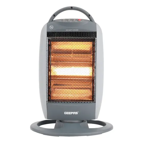 Grey Oscillating 3-Bar Halogen Heater With Handle – image 1