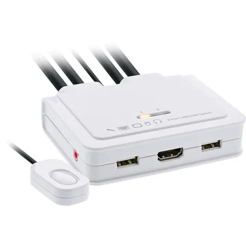 InLine® 2-Poorts Kabel KVM Switch, HDMI, 4K, USB, met audio – afbeelding 1