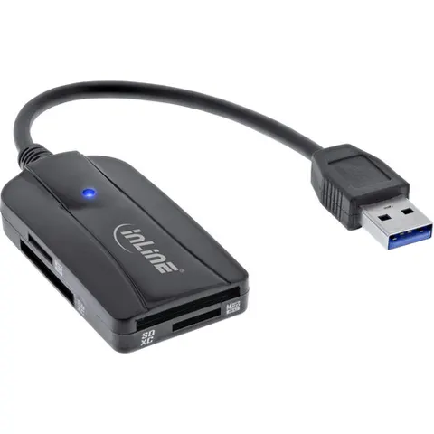 InLine® Kaartlezer, USB-A, USB 3.2 Gen.1, voor SD en microSD – afbeelding 1