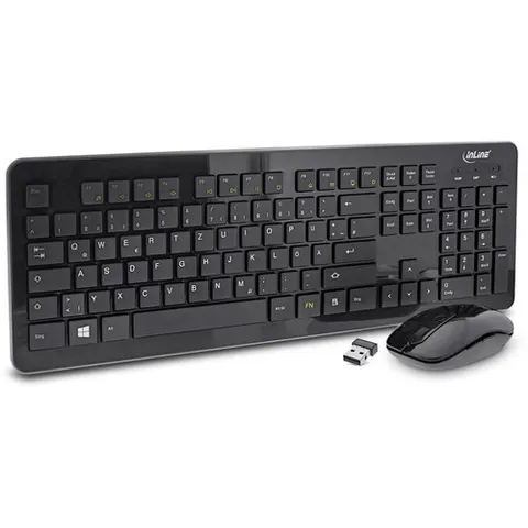 InLine® Design Desktop, Tast.-Maus Set, USB 2,4GHz, max. 1600dpi, schwarz – Bild 1
