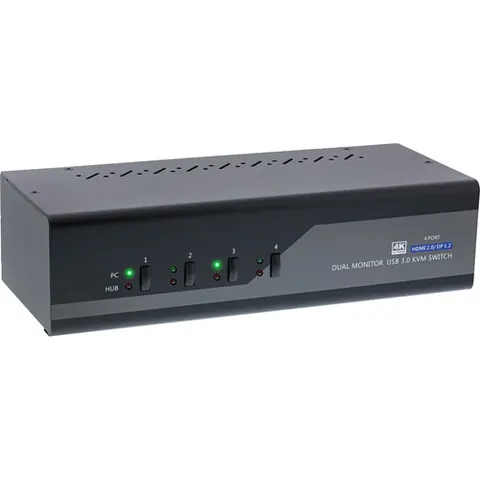 InLine 62644I switch per keyboard-video-mouse (kvm) Nero, Grigio (62644I) – immagine 1