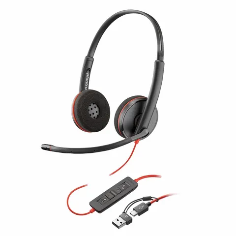 HP Poly Black wire 3220 USB-C PC Headset - Black – image 1