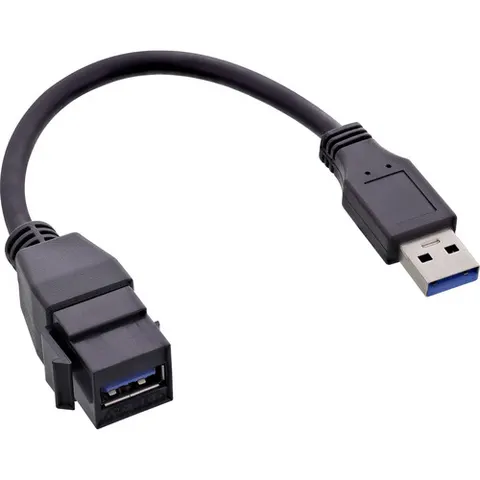 USB-A Keystone module - USB-A (m) | USB3.0 5 Gbps | zwart | 0,20 meter – afbeelding 1