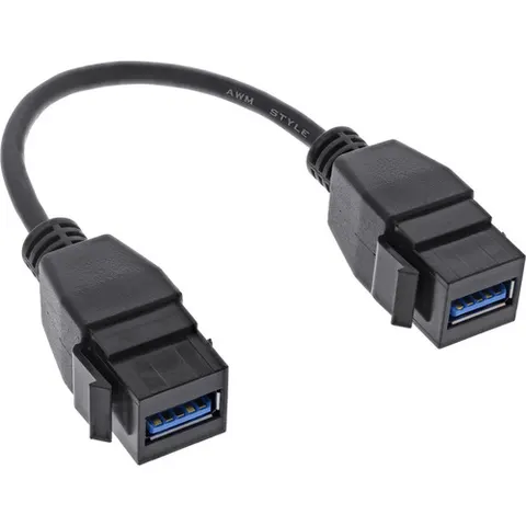 USB-A Keystone module - USB-A (v) | USB3.0 5 Gbps | zwart | 0,20 meter – afbeelding 1