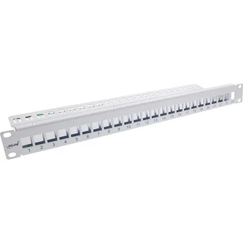 InLine® patchpaneel 24-voudig, Keystone leeg patchpaneel, 19, 1U, lichtgrijs – afbeelding 1