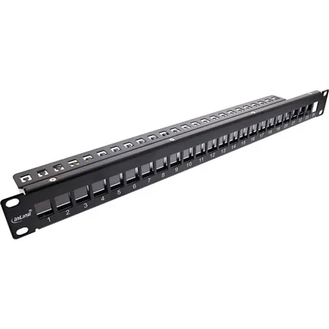 InLine® patchpaneel 24-voudig, Keystone leeg patchpaneel, 19, 1U, zwart – afbeelding 1