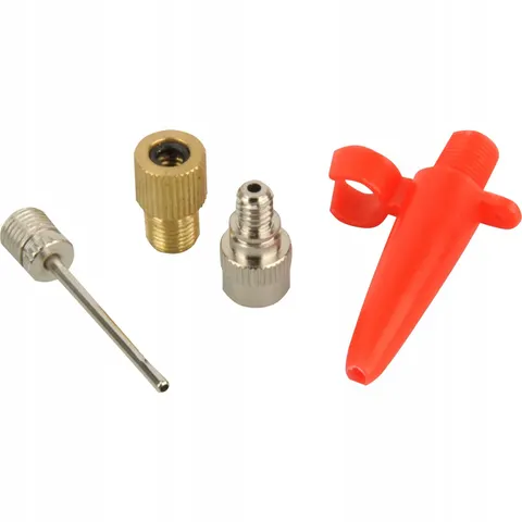 FISCHER Fahrrad-Luftpumpen-Adapter-Set, 4-teilig – rot – Bild 1