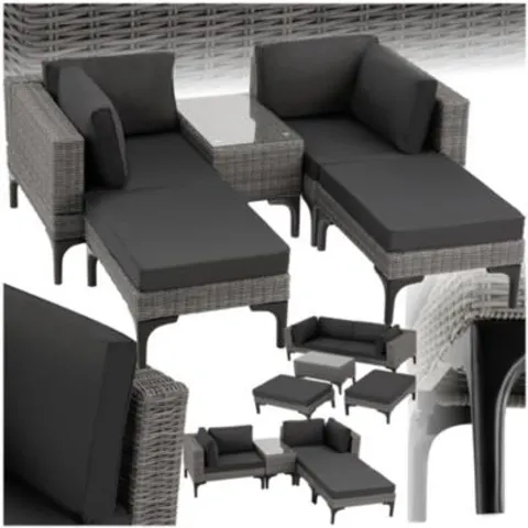Tectake Conjunto de ratán con estructura de aluminio, gris – imagen 1