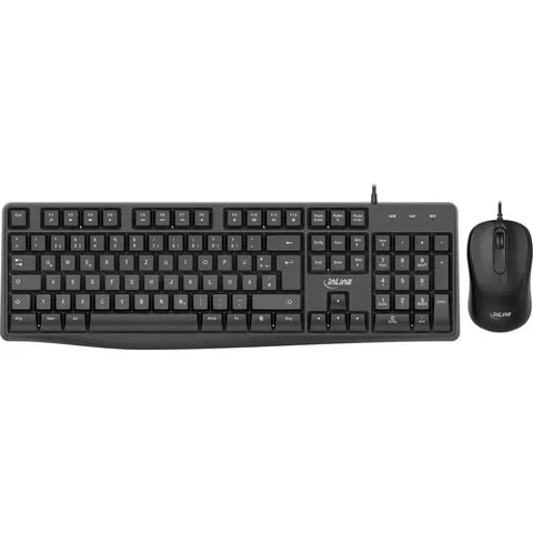 InLine® Basic Desktop II, Tastatur-Maus Set, USB-Kabel, Standard DE Layout – Schwarz – Bild 1