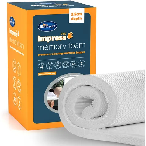 Silentnight Impress 2.5cm Memory Foam Mattress Topper White Single (3') – image 1