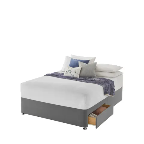 Silentnight Fabric 2 Drawer Divan Base – Grey – 428129 – image 1