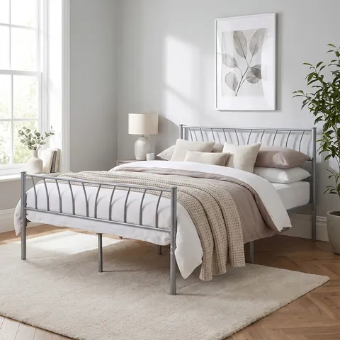 Harlow 4ft 6in Double Metal Bed Frame Silver – image 1