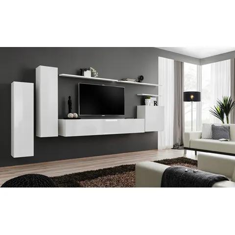 Meuble TV Mural Design "Switch I" 330cm Blanc – image 1