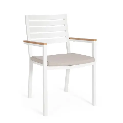 Bizzotto Conjunto de 4 sillas de aluminio blanco – imagen 1