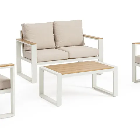 Bizzotto Sillón de aluminio de Polywood y Spunpoly, blanco/beige – imagen 1