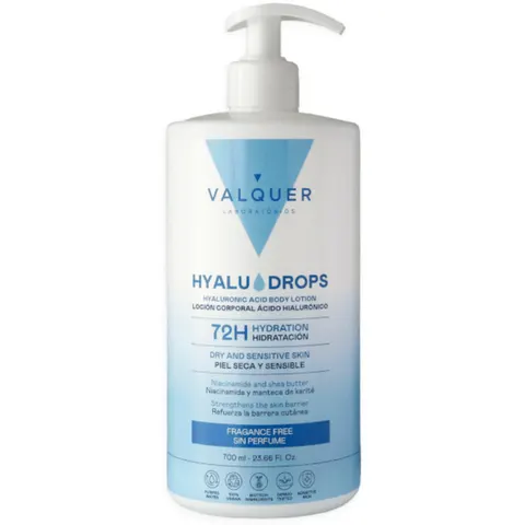 VALQUER Hyaludrops Loción Corporal Sin Perfume 72H 700ml – imagen 1