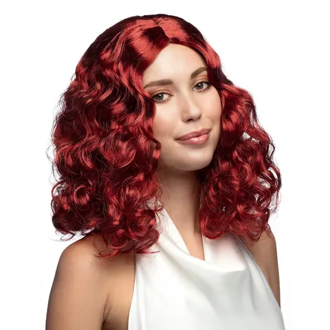 Boland - Pruik Celeste Rood - Krullen - Halflang - Vrouwen – afbeelding 1