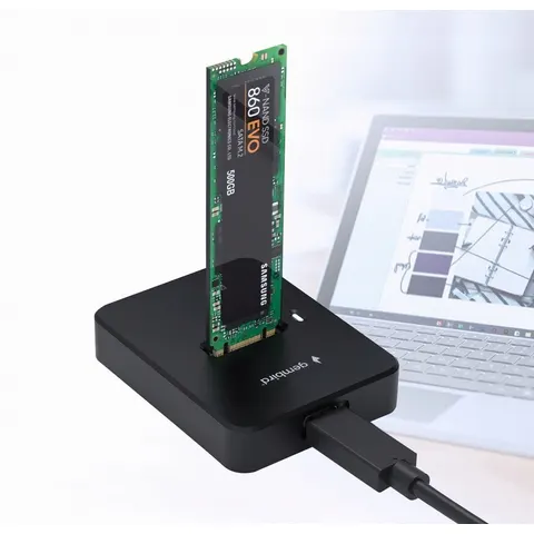 Desktop USB Type-C M.2 SATA & NVME SSD drive docking station, black – afbeelding 1