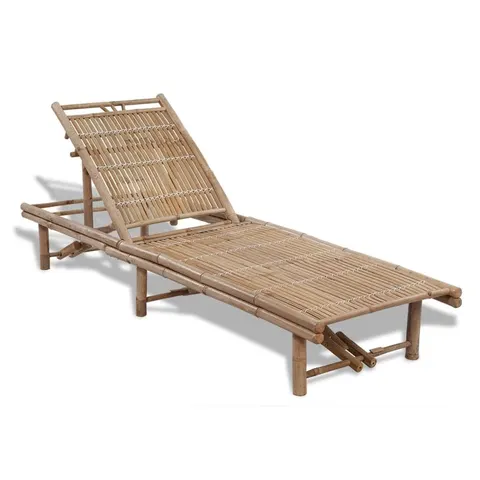 vidaXL Leżak plażowy, bambusowy – zdjęcie 1