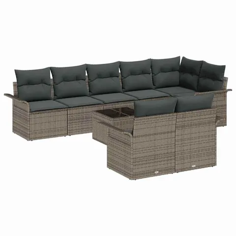 vidaXL Ensemble de canapé de jardin 9 pc Gris polyrotin – 343598 – image 1