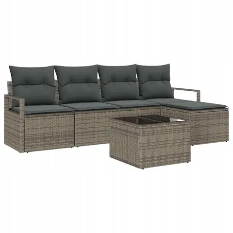 vidaXL Ensemble de Canapés 6 pc Gris clair polyrotin – 352897 – image 1