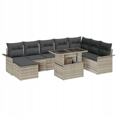 vidaXL Ensemble de canapé de jardin 9 pc Gris clair – 372789 – image 1