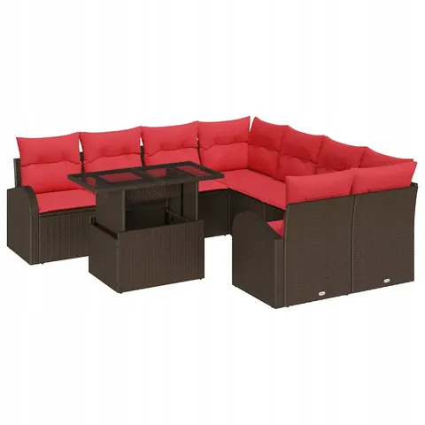 vidaXL Ensemble de canapé de jardin 9 pc Marron – 375605 – image 1