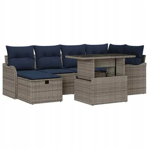 vidaXL Ensemble de canapé de jardin 7 pc Gris polyrotin – 399250 – image 1