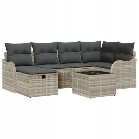 vidaXL Ensemble de canapé de jardin 7 pc Poly rotin – 404428 – image 1