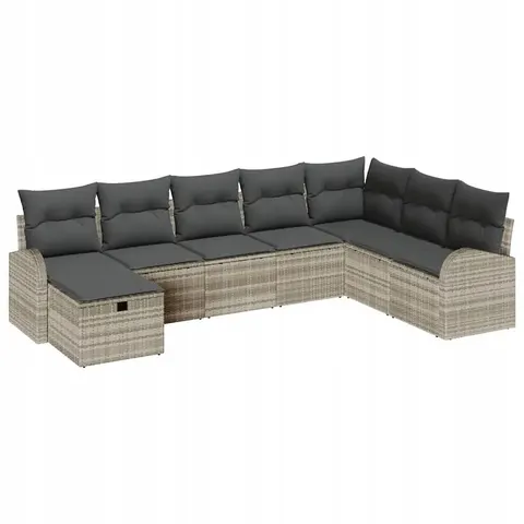 vidaXL Ensemble de canapé de jardin 8 pc Gris clair polyrotin – 405821 – image 1