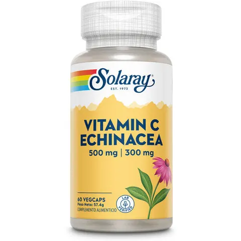 Solaray vitamina c 500mg + echinacea 300mg. 60cap. – imagen 1