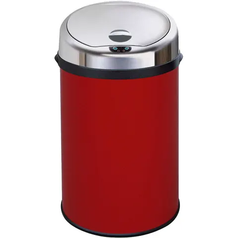 Symple Stuff Ladson Steel Motion Sensor Kitchen Trash Can Red 30L – image 1