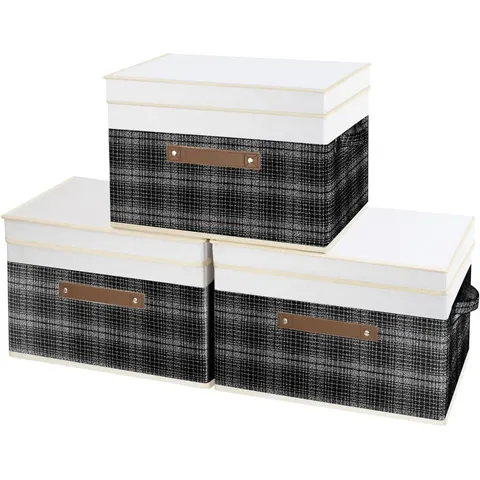 August Grove Fabric Box White;Black 20L – image 1