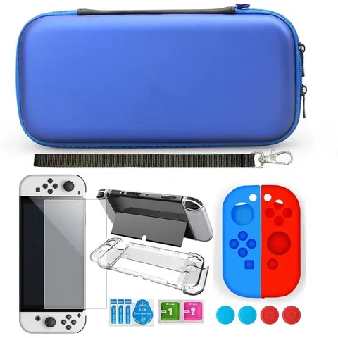INF Nintendo Switch OLED Etui mit Zubehör 9-teilig Blau – Bild 1
