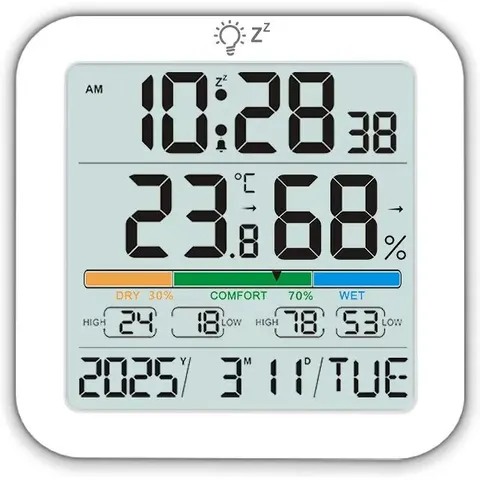 INF Großes LCD Digitales Thermometer Hygrometer Uhr – Bild 1