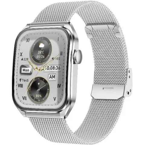 INF Multifunktionale Smartwatch mit AMOLED-Display, Bluetooth-Anrufen und Gesundheitsüberwachung Silber – Bild 1