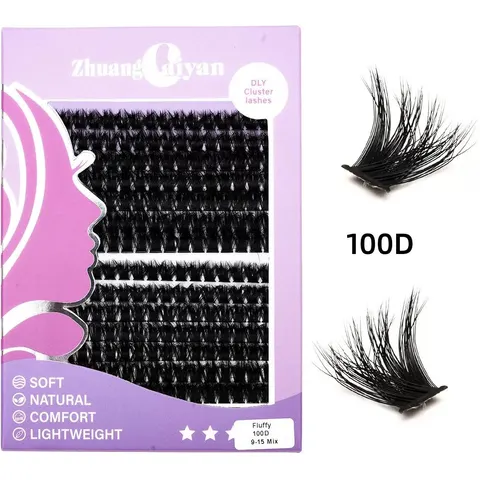 DIY Fluffy False Eyelashes D Curl 100D Purple Box - Soft, Lightweight, Reusable – image 1