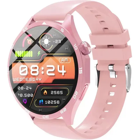INF Multifunktionale Smartwatch mit Bluetooth-Anrufen, Herzfrequenzmesser und anpassbarem Zifferblatt Rosa – Bild 1