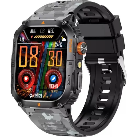 INF Multifunktionale Smartwatch mit Gesundheitsüberwachung & Bluetooth-Anruffunktionen Weiß+Schwarz – Bild 1