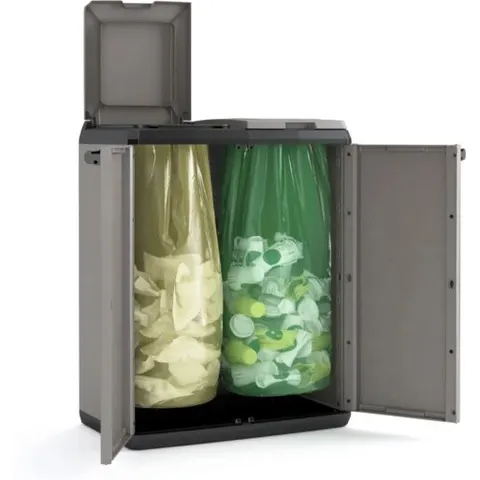 Keter Split basic recycling system - 68x39x85 cm - donker grijs/zwart – afbeelding 1