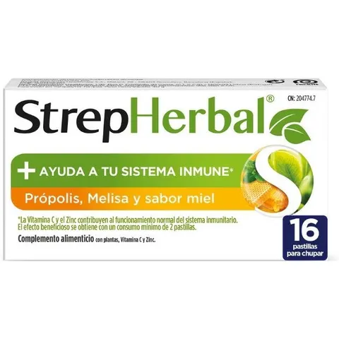StrepHerbal Própolis y Melisa Sabor Miel 16 comp – imagen 1